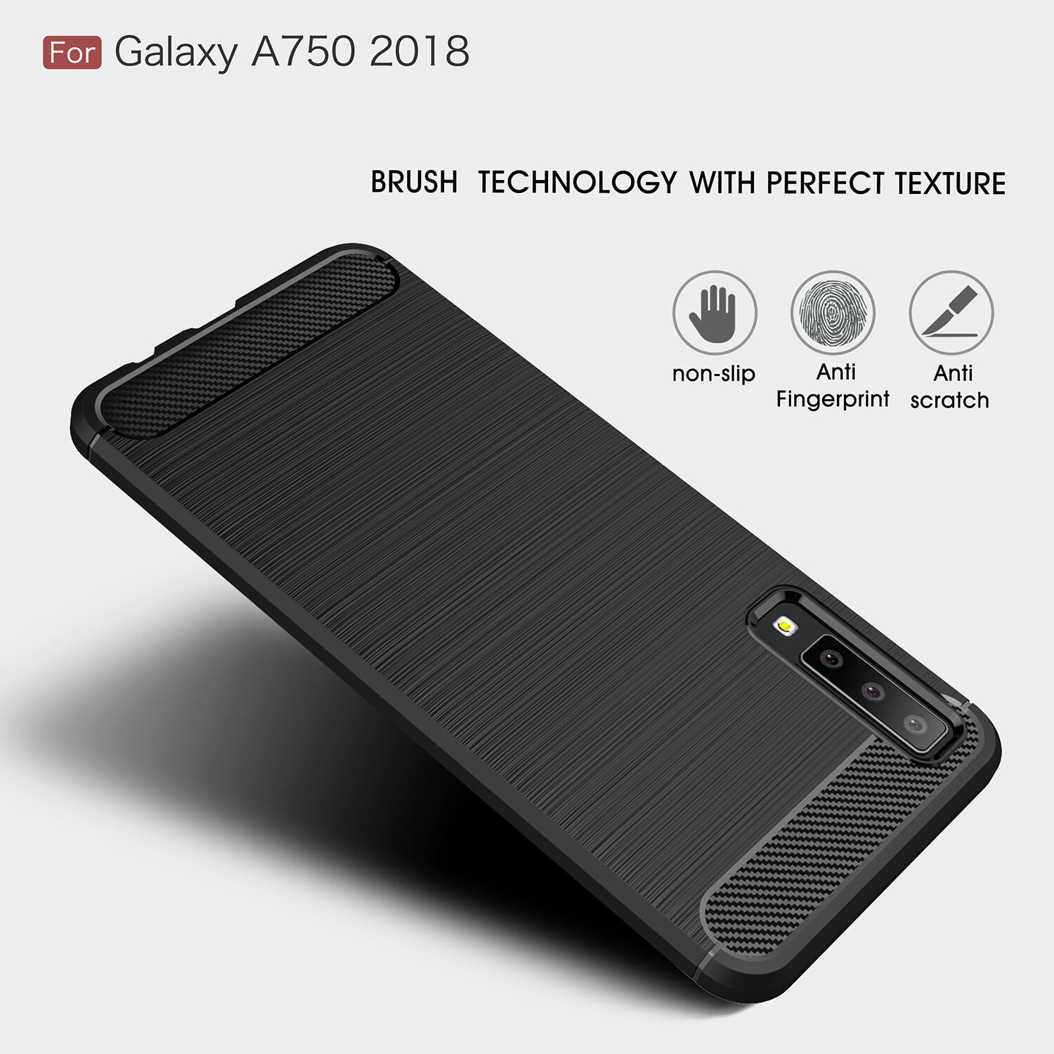 Plastový kryt s brúsenou textúrou pre Samsung Galaxy A7 (2018) - sivý