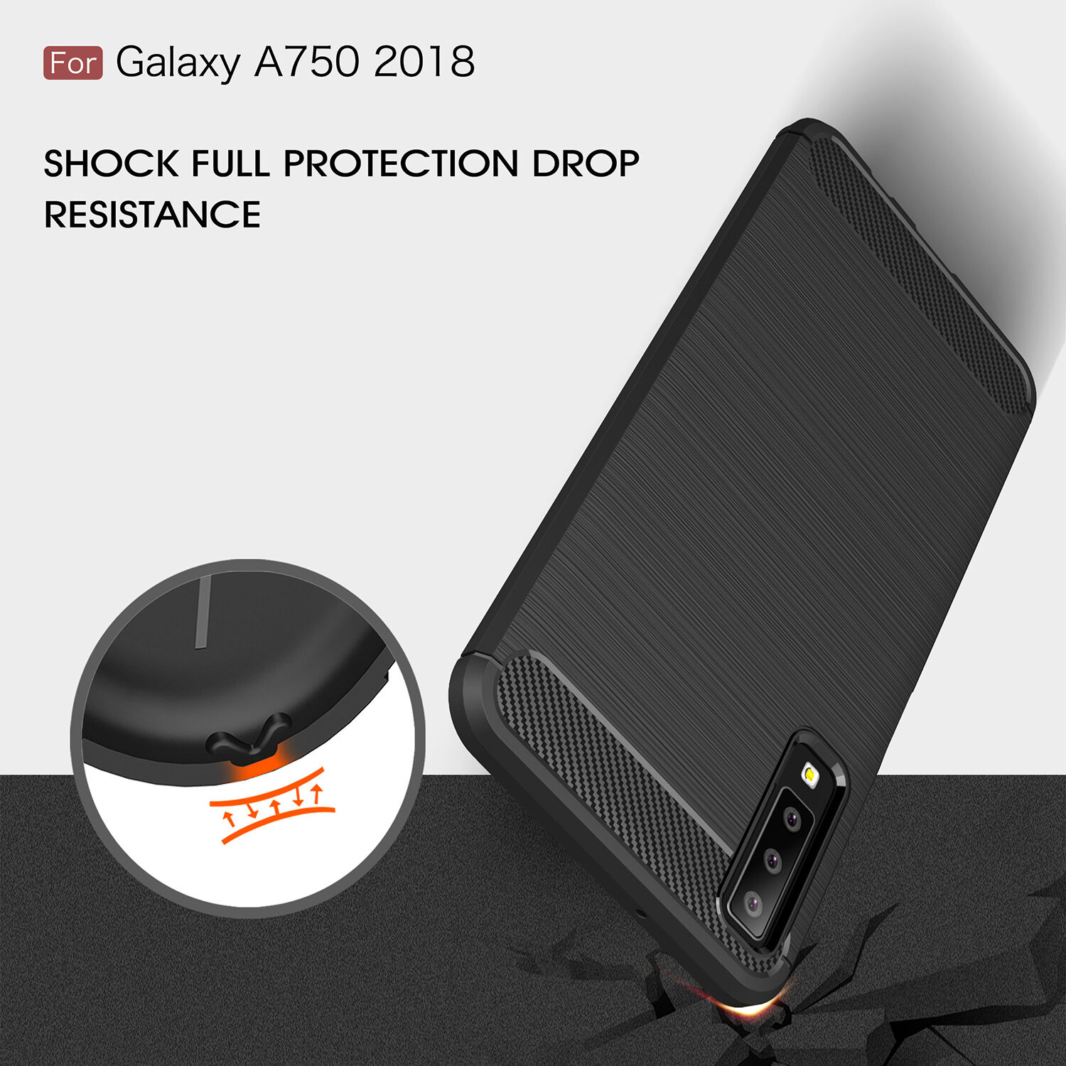 Plastový kryt s brúsenou textúrou pre Samsung Galaxy A7 (2018) - sivý