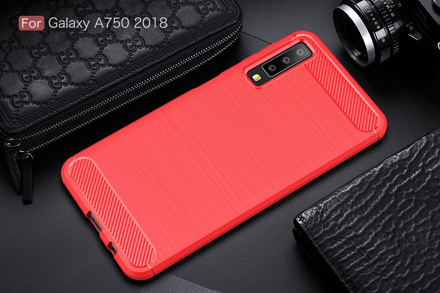 Plastový kryt s brúsenou textúrou pre Samsung Galaxy A7 (2018) - sivý Plastový kryt s brúsenou textúrou pre Samsung Galaxy A7 (2018) - sivý