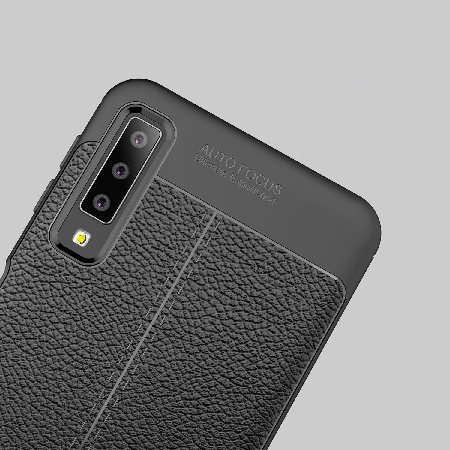 Litchi kožený kryt pre Samsung Galaxy A7 (2018) - tmavomodrý