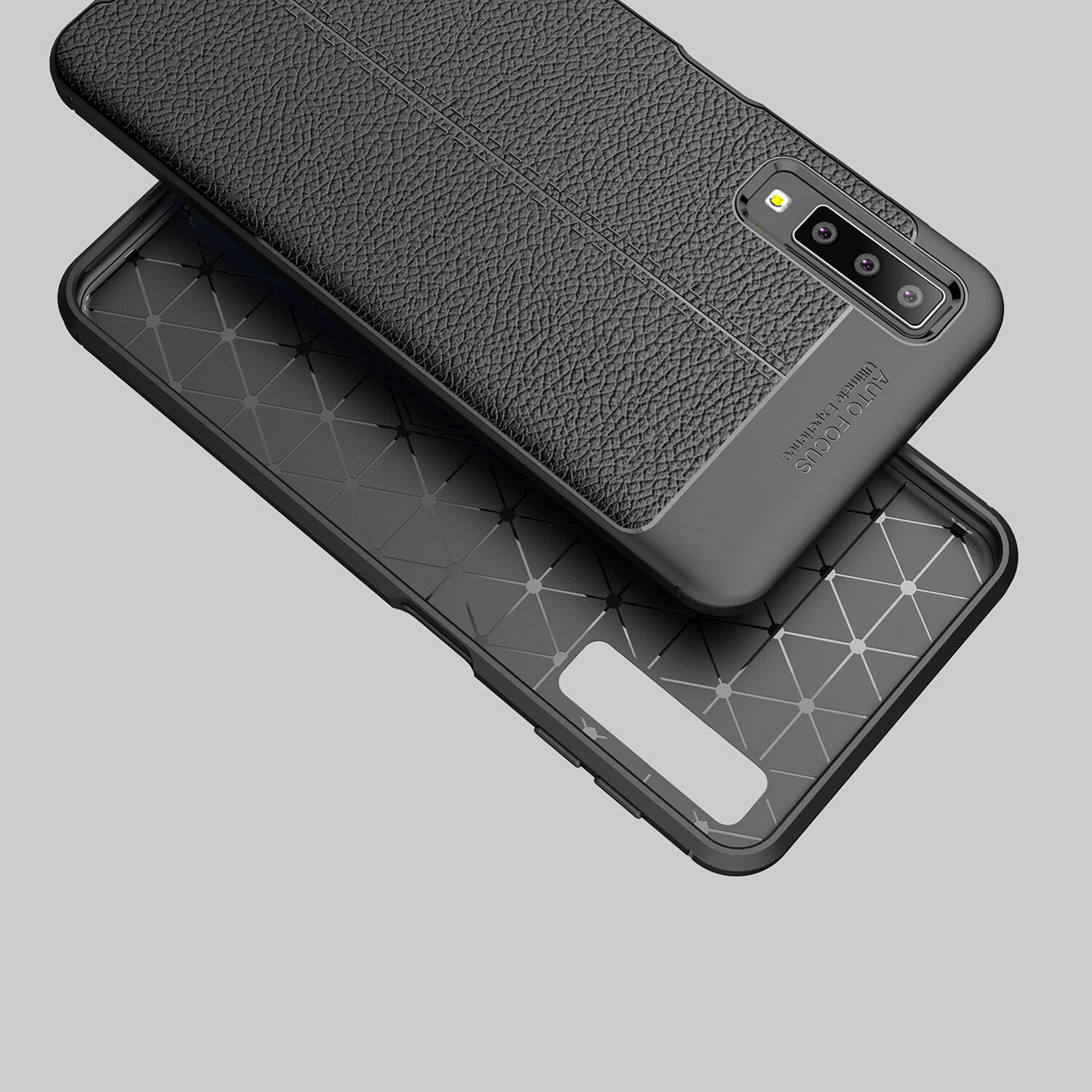 Litchi kožený kryt pre Samsung Galaxy A7 (2018) - červený