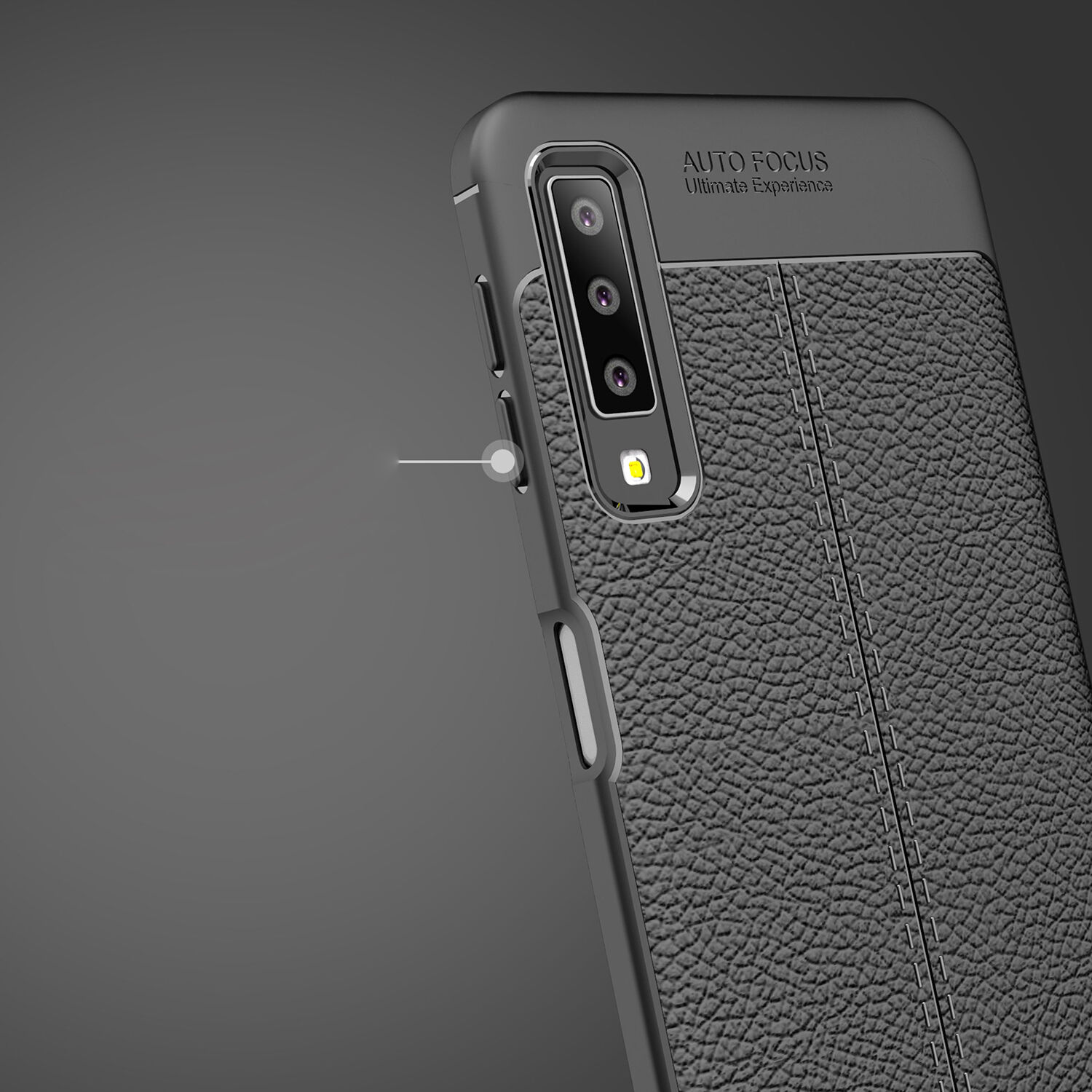 Litchi kožený kryt pre Samsung Galaxy A7 (2018) - červený