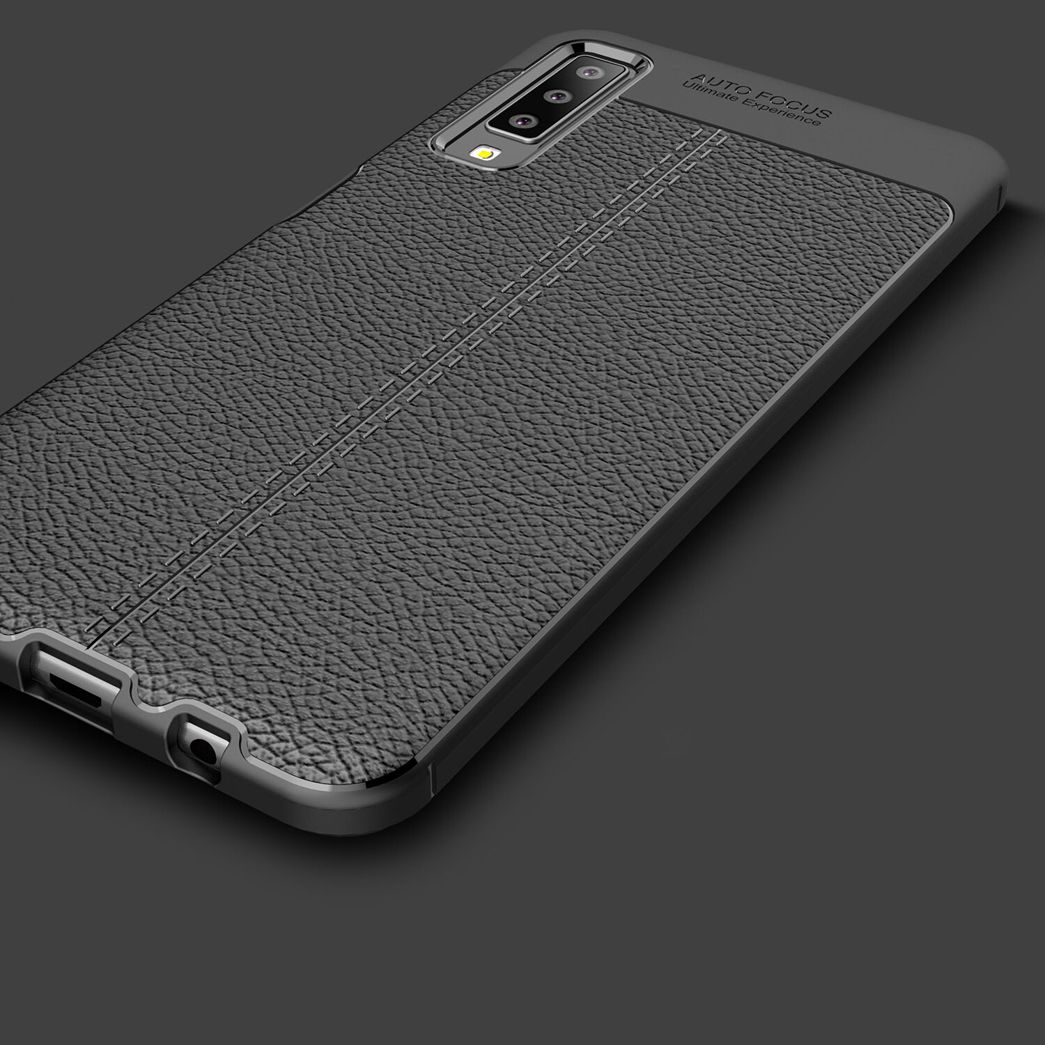 Litchi kožený kryt pre Samsung Galaxy A7 (2018) - červený