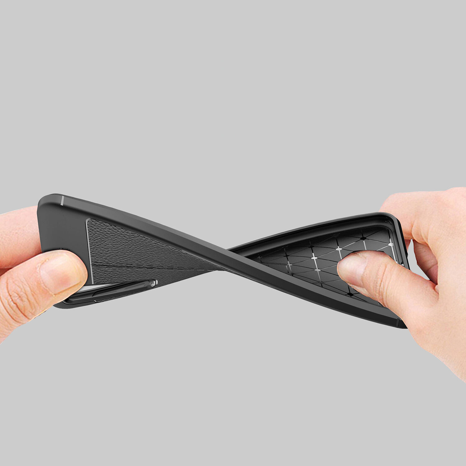Litchi kožený kryt pre Samsung Galaxy A7 (2018) - červený