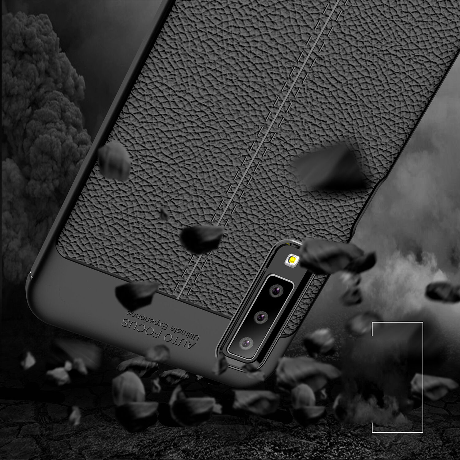 Litchi kožený kryt pre Samsung Galaxy A7 (2018) - červený