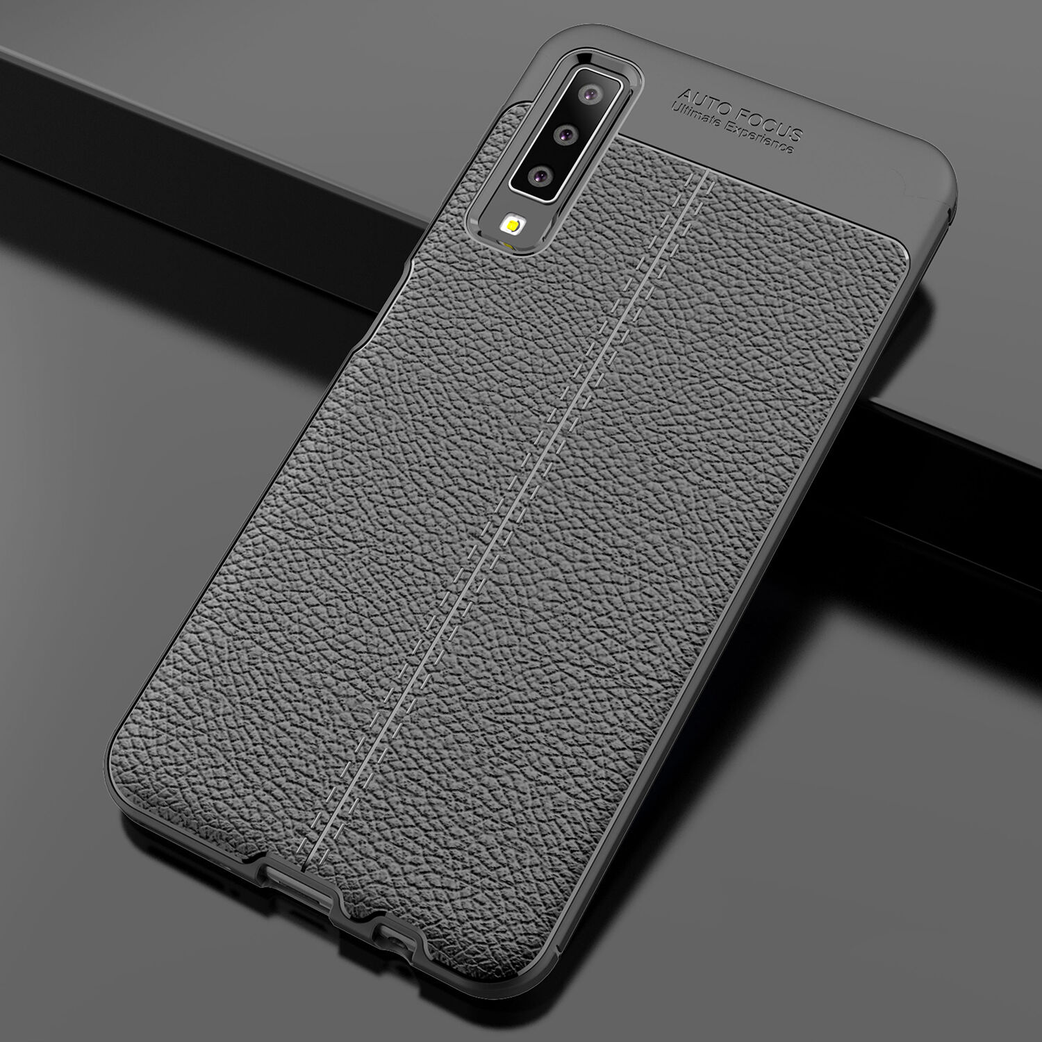 Litchi kožený kryt pre Samsung Galaxy A7 (2018) - červený
