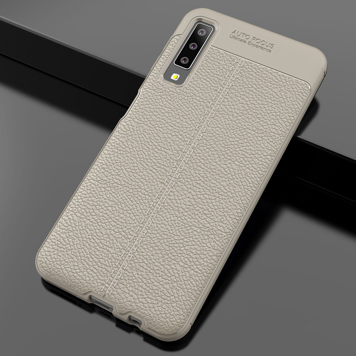 Litchi kožený kryt pre Samsung Galaxy A7 (2018) - červený