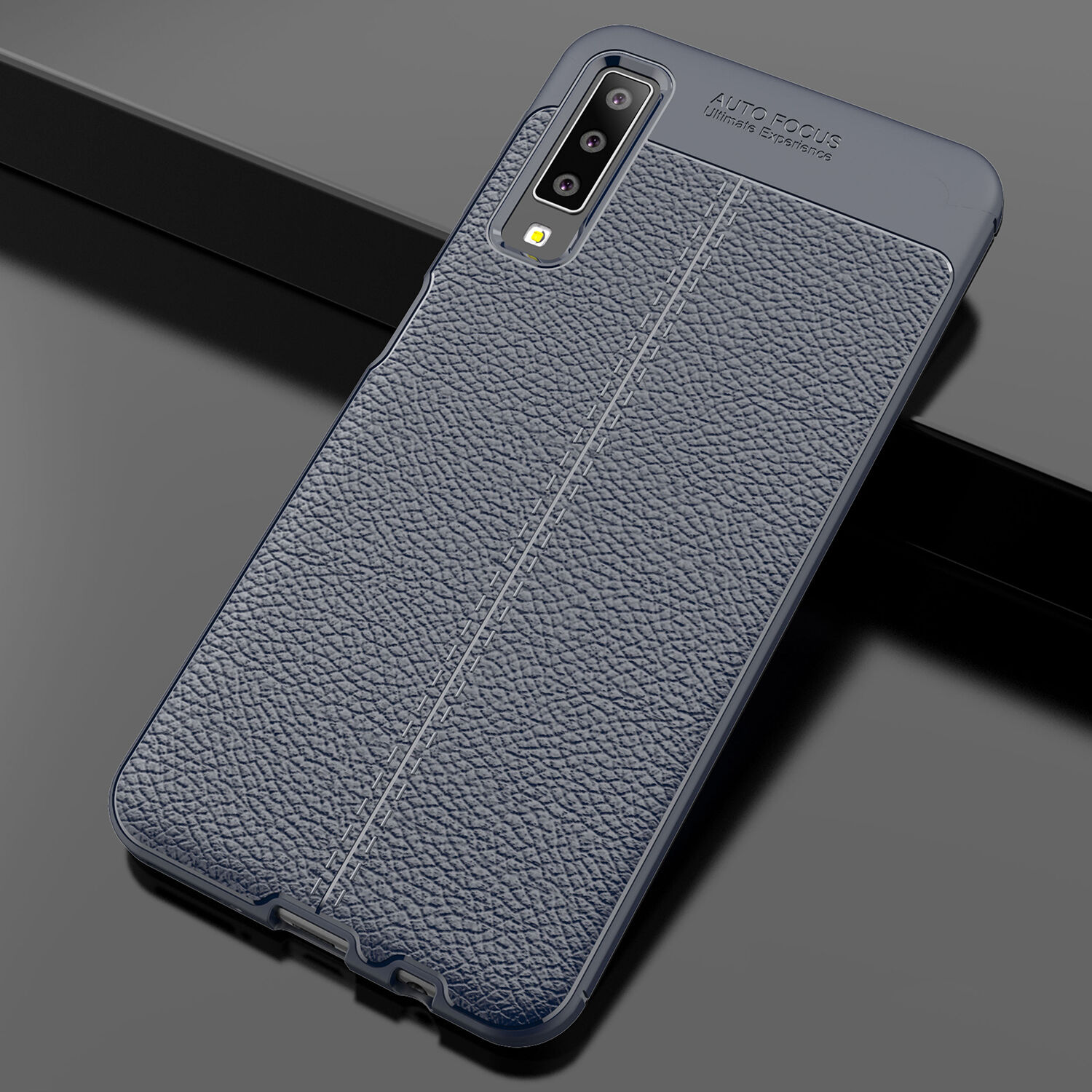 Litchi kožený kryt pre Samsung Galaxy A7 (2018) - červený