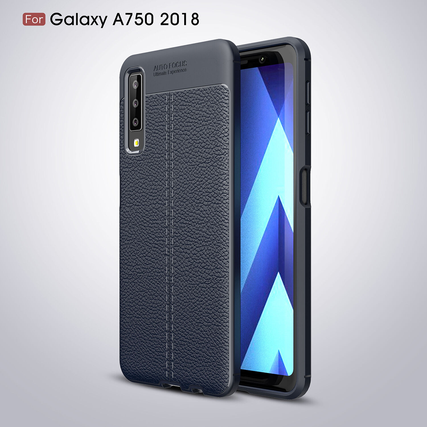 Litchi kožený kryt pre Samsung Galaxy A7 (2018) - červený