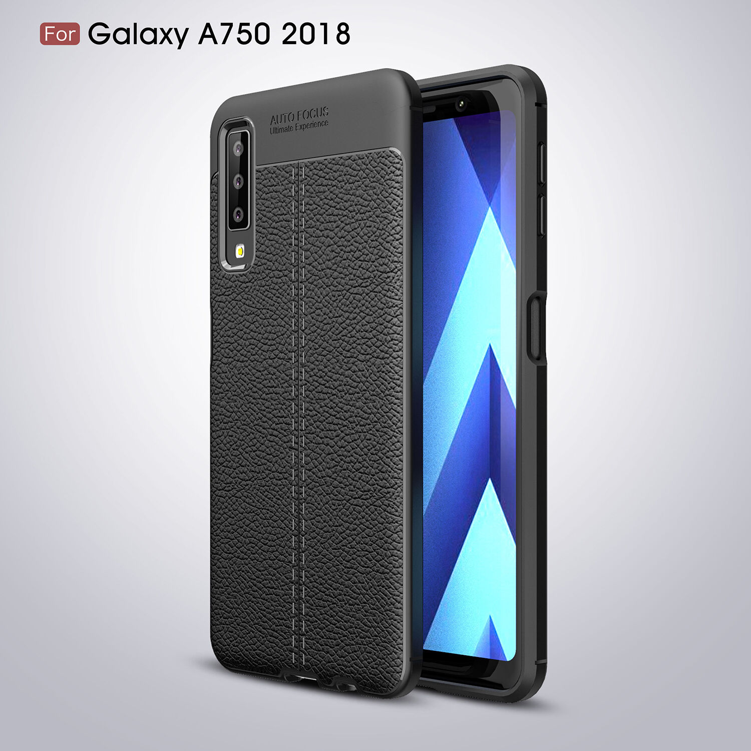 Litchi kožený kryt pre Samsung Galaxy A7 (2018) - červený