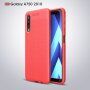 Litchi kožený kryt pre Samsung Galaxy A7 (2018) - červený