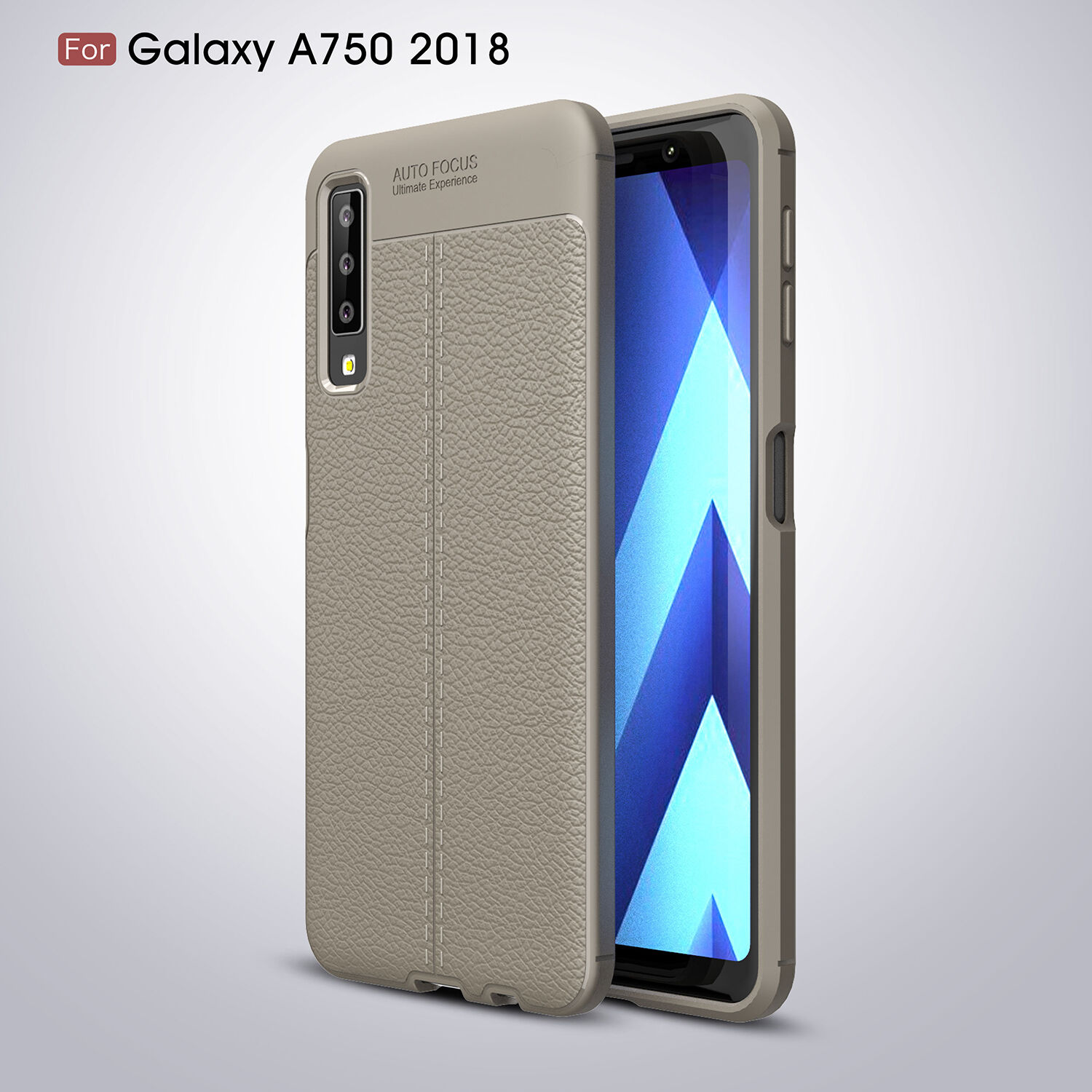 Litchi kožený kryt pre Samsung Galaxy A7 (2018) - červený