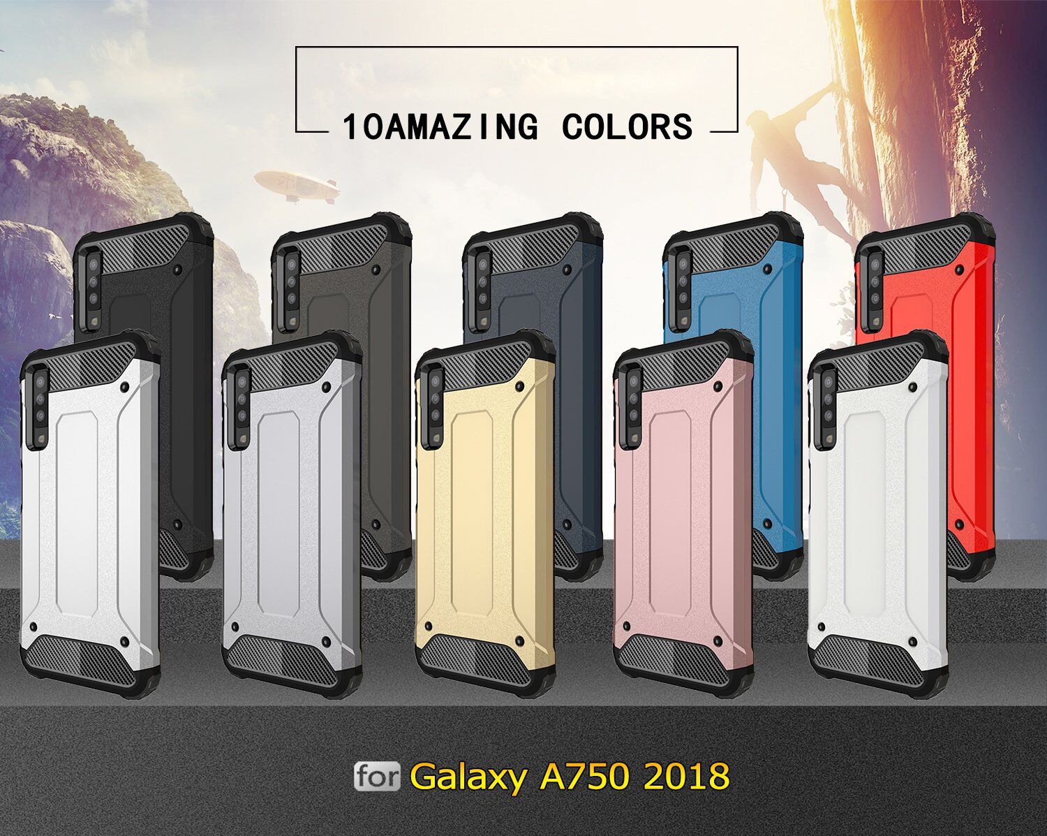 Superodolný kryt Armor pre Samsung Galaxy A7 (2018) - zlatoružový