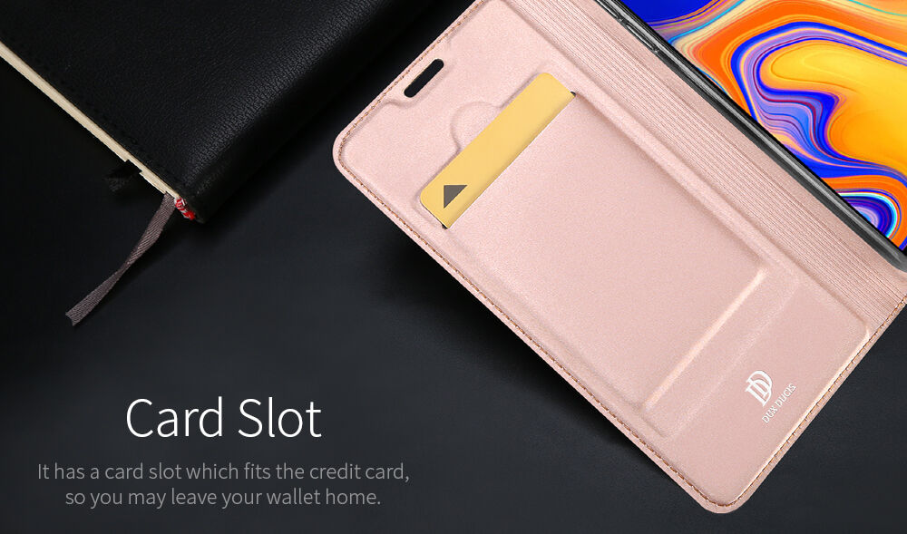 Dux Ducis Skin Pro flipové puzdro pre Samsung Galaxy J4 Plus - ružovo-zlaté