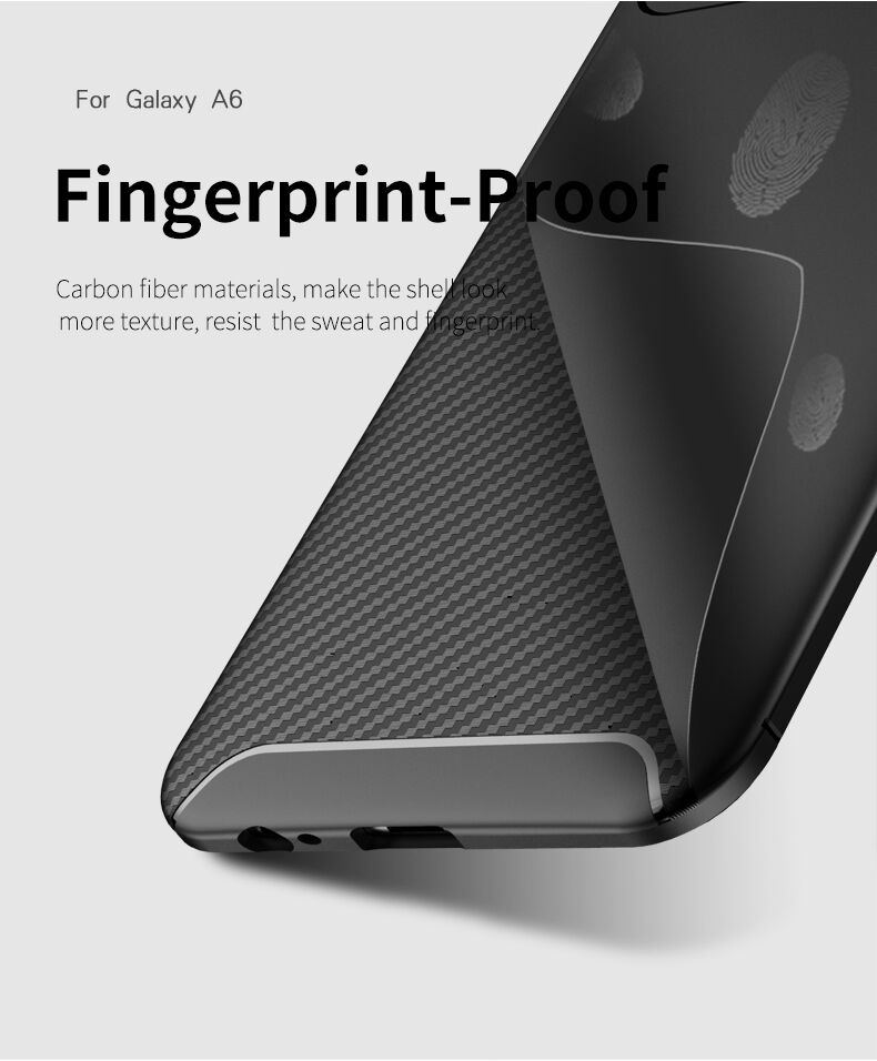 Ipaky plastový kryt s textúrou karbónu pre Samsung Galaxy A6 (2018) - čierny