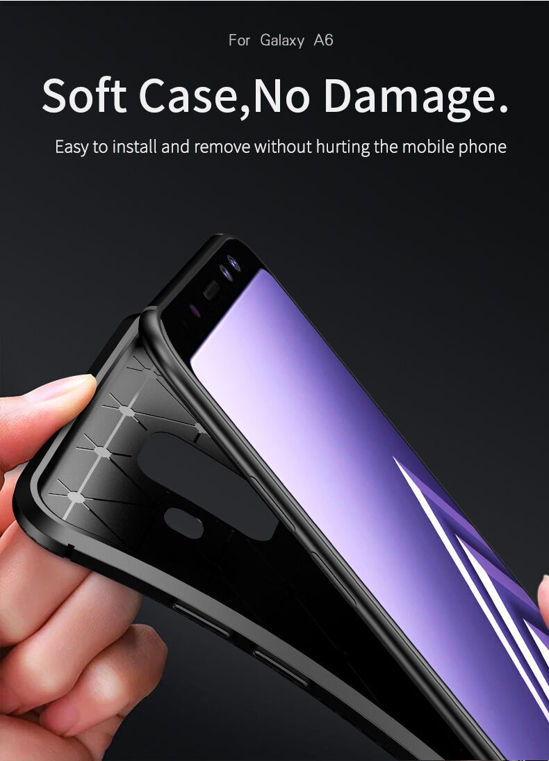 Ipaky plastový kryt s textúrou karbónu pre Samsung Galaxy A6 (2018) - čierny