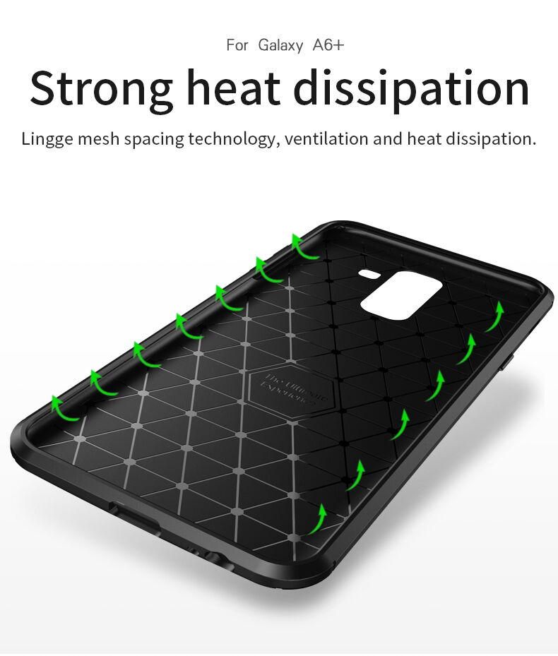 Ipaky plastový kryt s textúrou karbónu pre Samsung Galaxy A6 Plus (2018) - hnedý