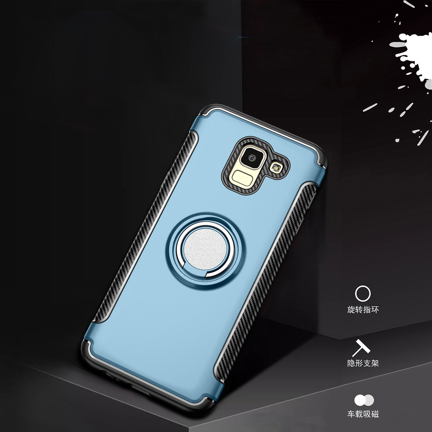 Odolný kryt s držiakom pre Samsung Galaxy J6 (2018) - červený