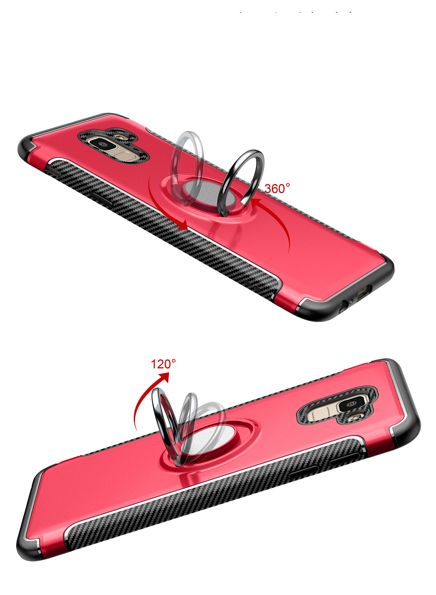 Odolný kryt s držiakom pre Samsung Galaxy J6 (2018) - červený