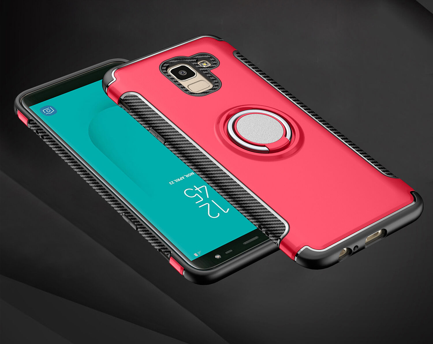 Odolný kryt s držiakom pre Samsung Galaxy J6 (2018) - červený