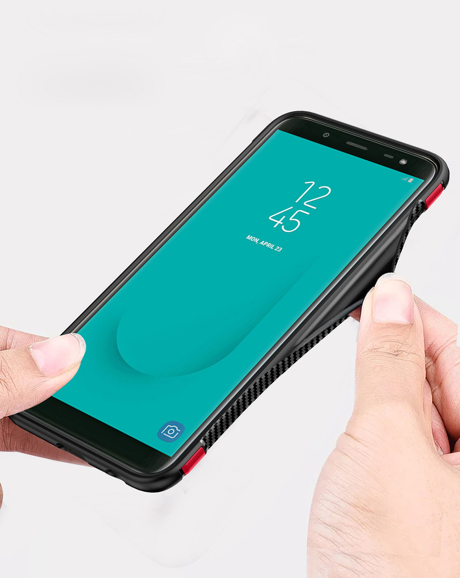 Odolný kryt s držiakom pre Samsung Galaxy J6 (2018) - červený