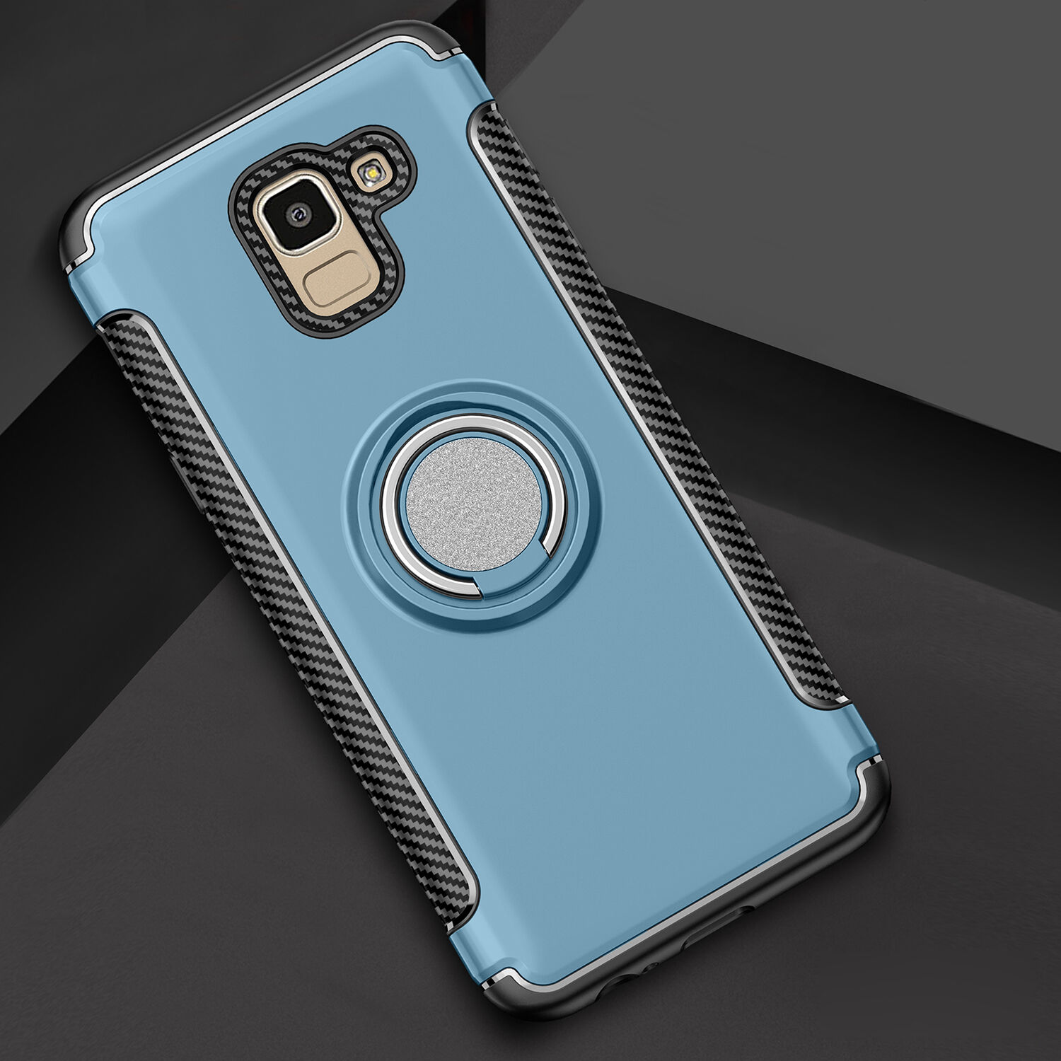 Odolný kryt s držiakom pre Samsung Galaxy J6 (2018) - červený