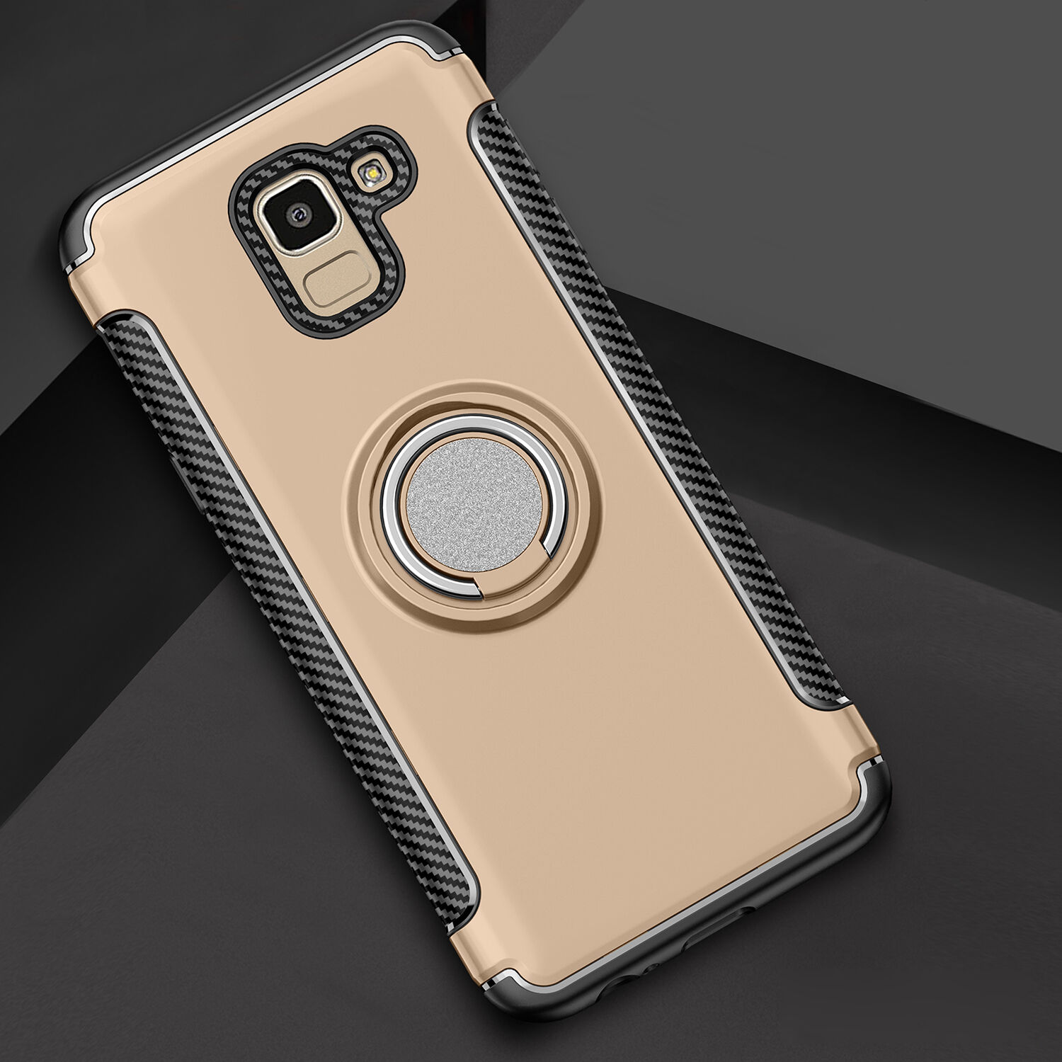 Odolný kryt s držiakom pre Samsung Galaxy J6 (2018) - červený