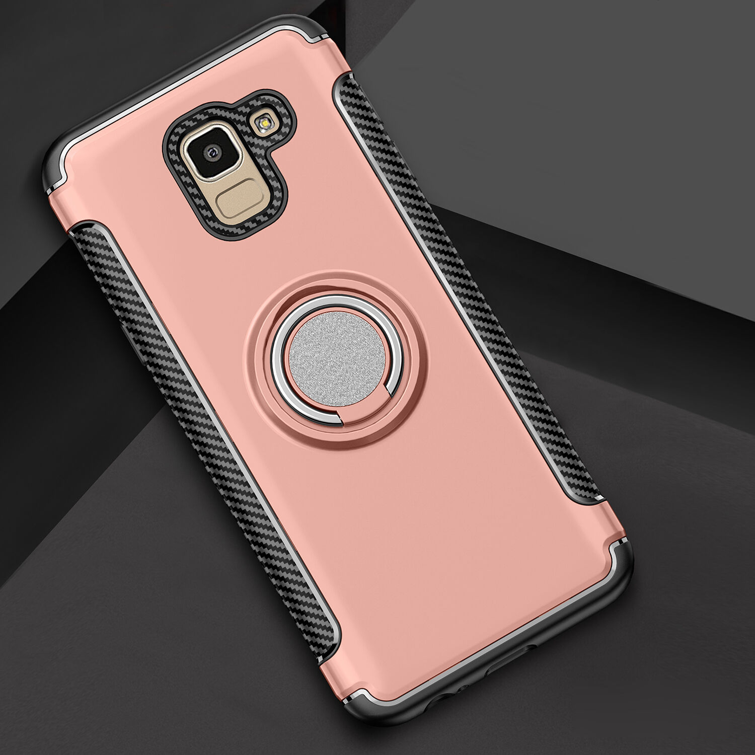Odolný kryt s držiakom pre Samsung Galaxy J6 (2018) - červený