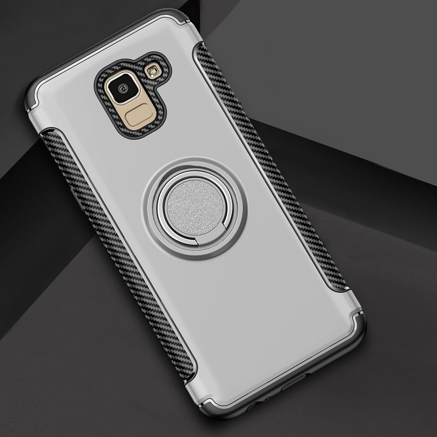 Odolný kryt s držiakom pre Samsung Galaxy J6 (2018) - červený
