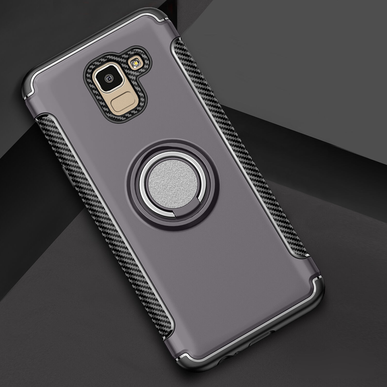 Odolný kryt s držiakom pre Samsung Galaxy J6 (2018) - červený
