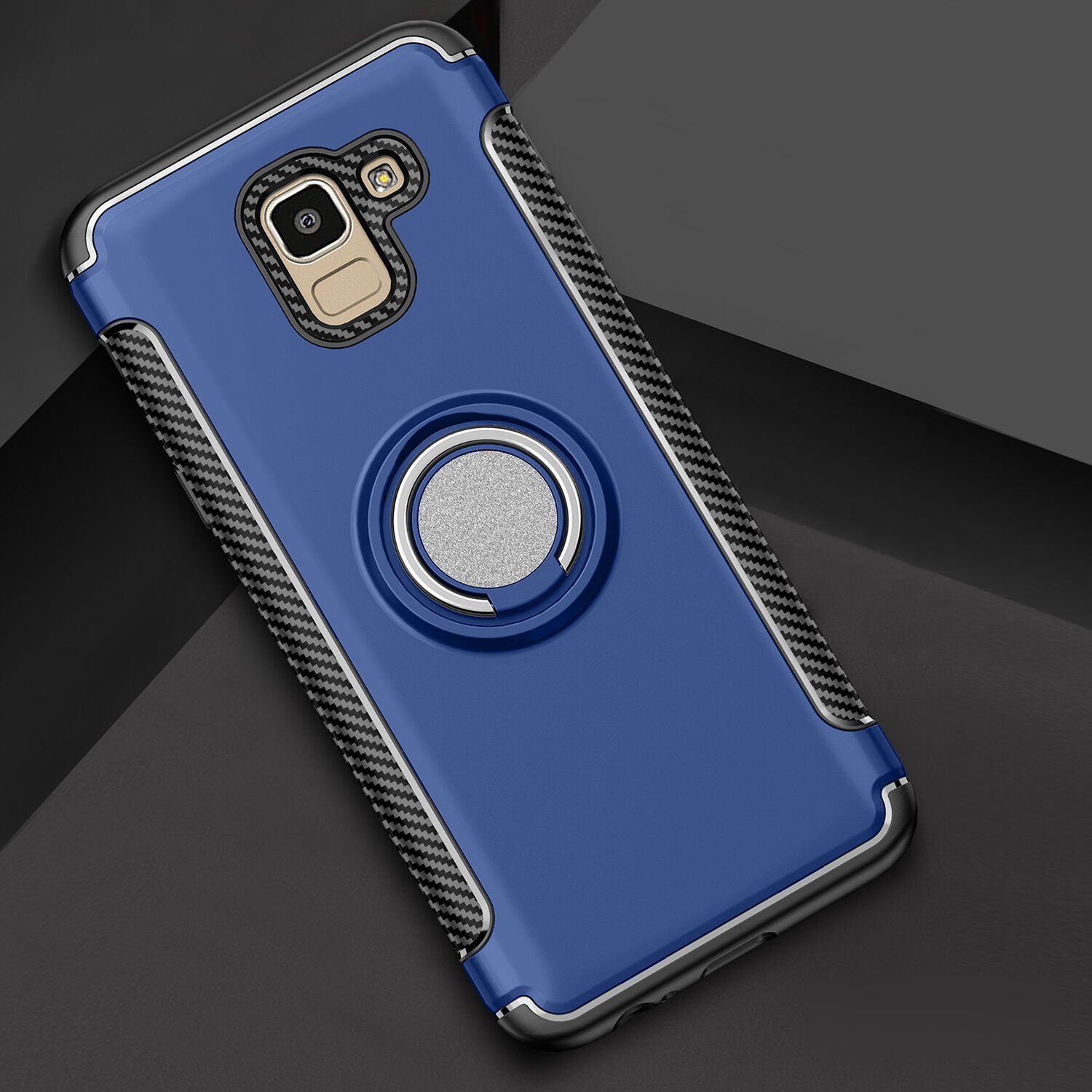 Odolný kryt s držiakom pre Samsung Galaxy J6 (2018) - červený