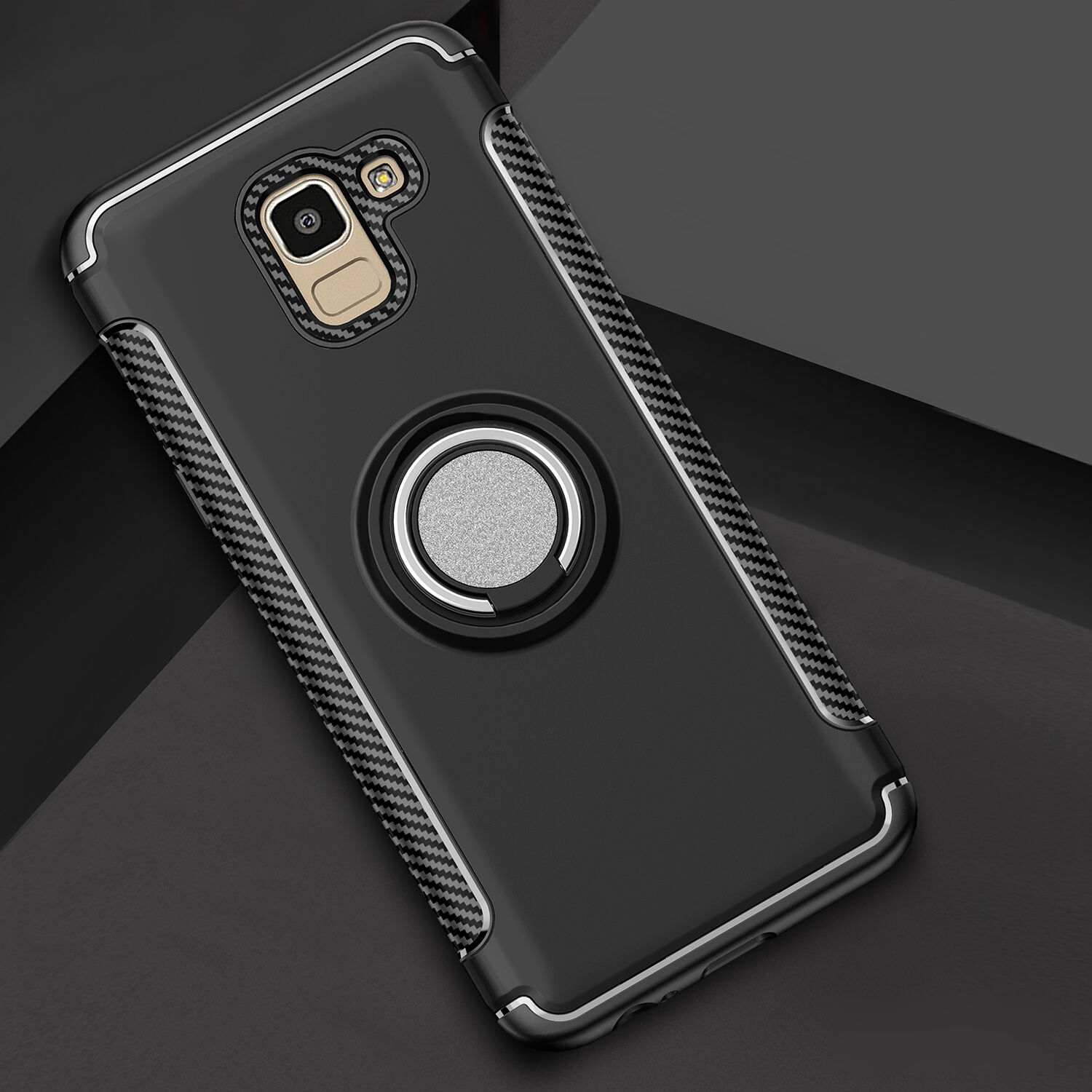 Odolný kryt s držiakom pre Samsung Galaxy J6 (2018) - červený