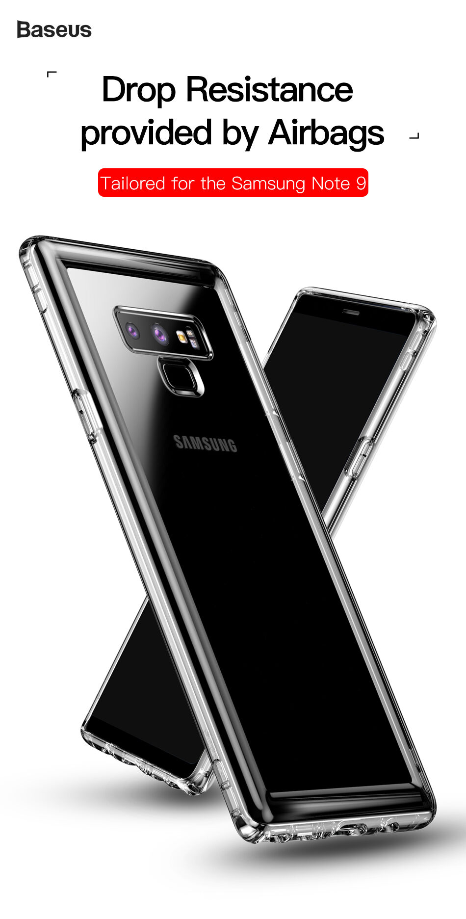 Baseus Safety plastový kryt čierny pre Samsung Galaxy Note 9 - transparentný