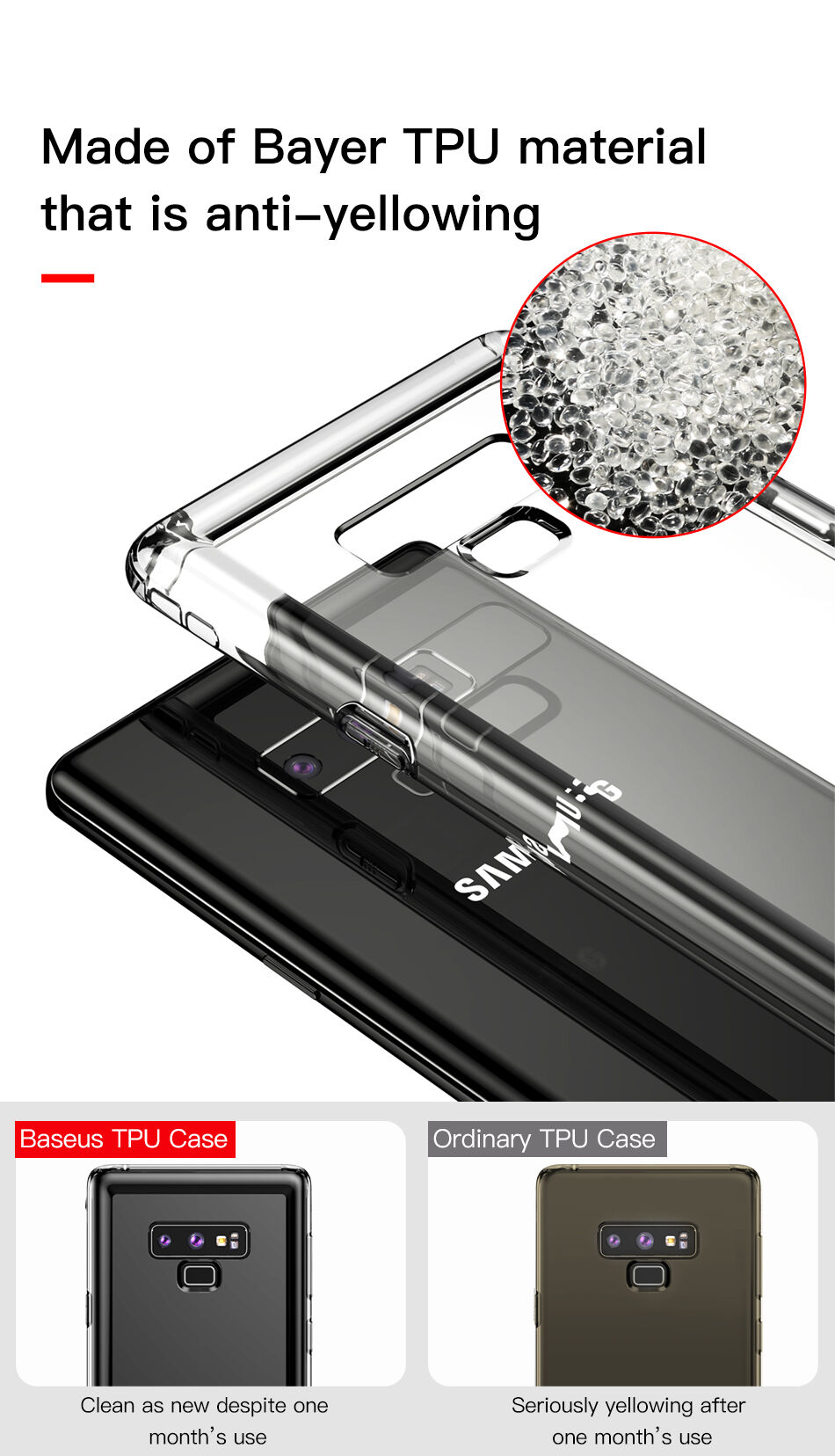 Baseus Safety plastový kryt čierny pre Samsung Galaxy Note 9 - transparentný