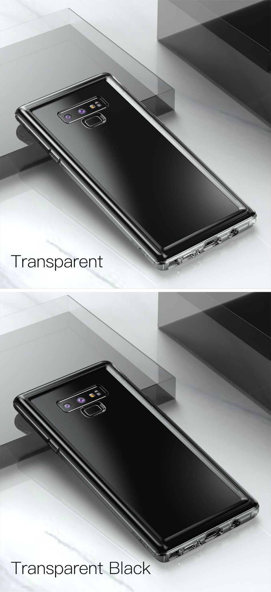Baseus Safety plastový kryt čierny pre Samsung Galaxy Note 9 - transparentný