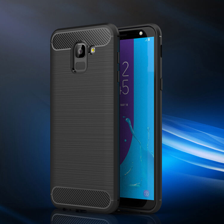 Plastový kryt s brúsenou textúrou pre Samsung Galaxy J6 (2018) - tmavomodrý
