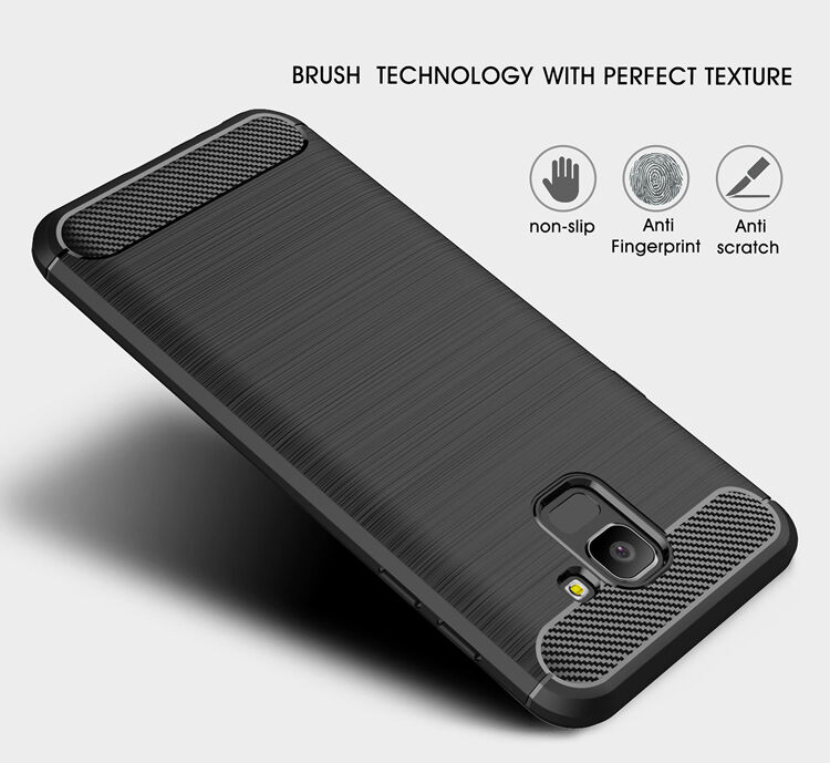 Plastový kryt s brúsenou textúrou pre Samsung Galaxy J6 (2018) - červený