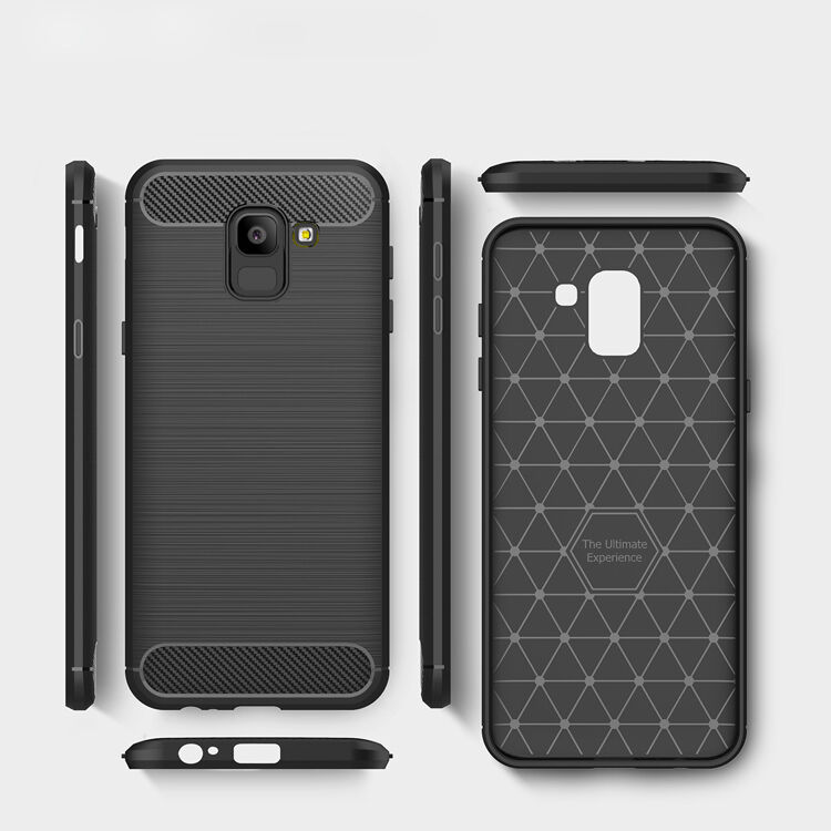 Plastový kryt s brúsenou textúrou pre Samsung Galaxy J6 (2018) - červený