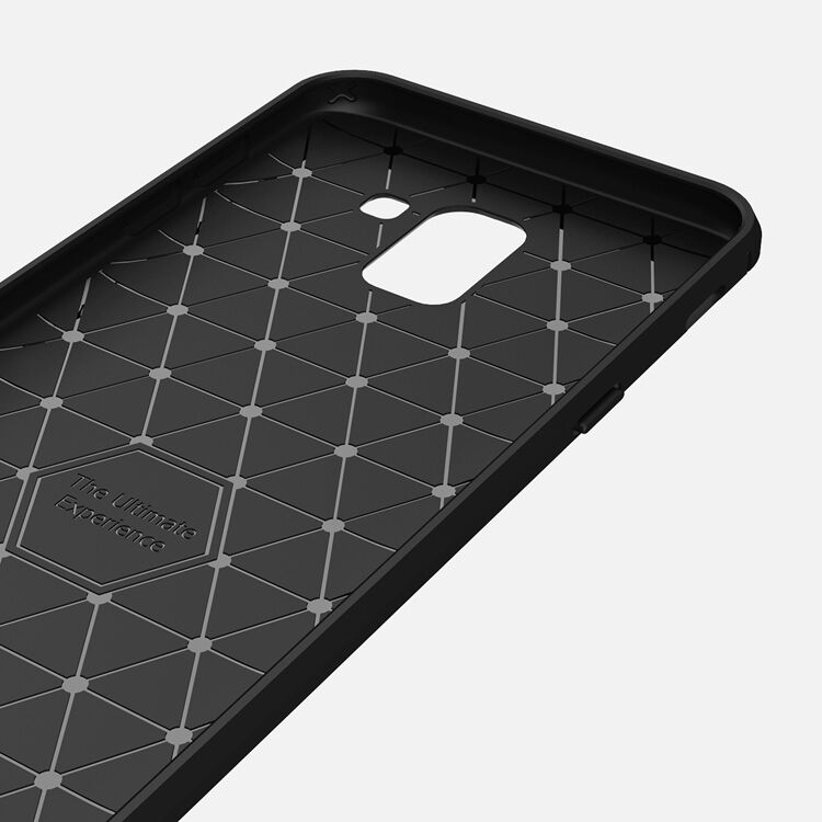 Plastový kryt s brúsenou textúrou pre Samsung Galaxy J6 (2018) - čierny