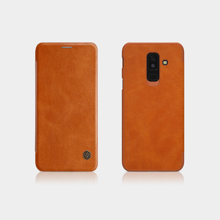 Nillkin Qin Kožené flipové puzdro pre Samsung Galaxy A6 Plus (2018) - hnedé
