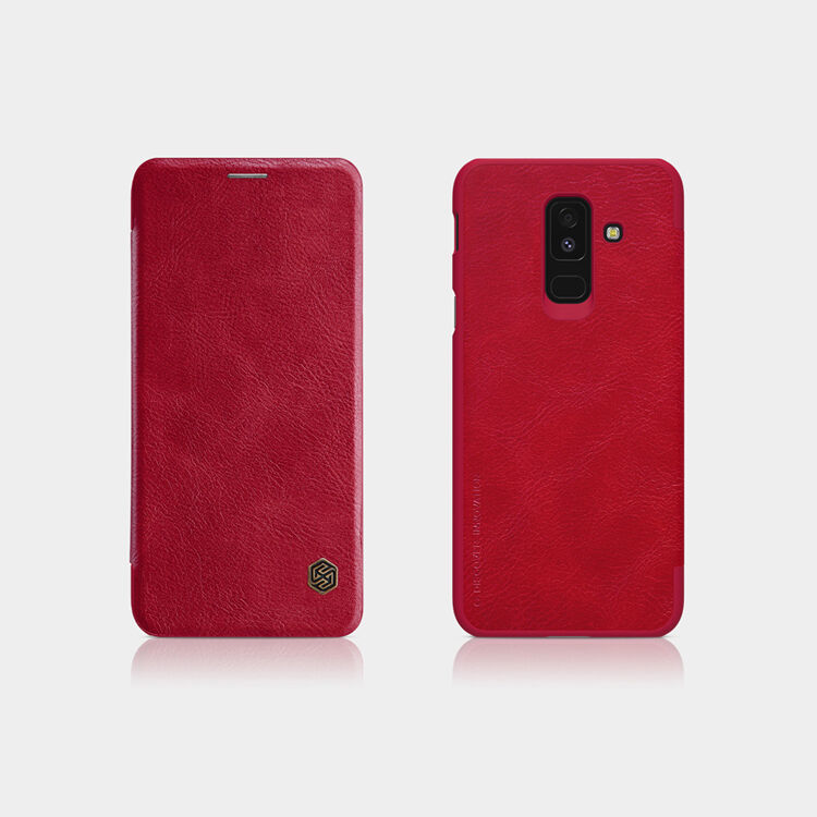 Nillkin Qin Kožené flipové puzdro pre Samsung Galaxy A6 Plus (2018) - hnedé