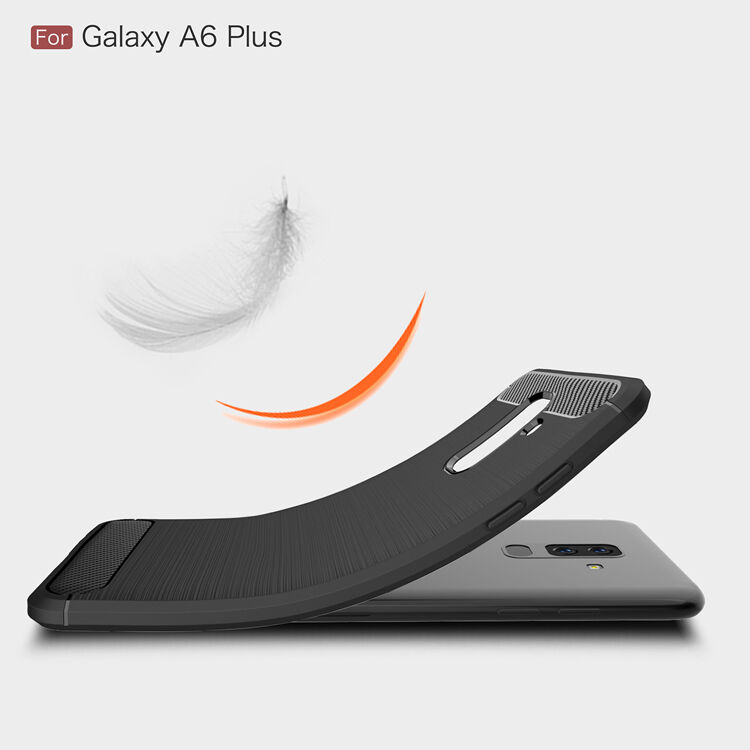 Plastový kryt s brúsenou textúrou pre Samsung Galaxy A6 Plus (2018) - tmavomodrý