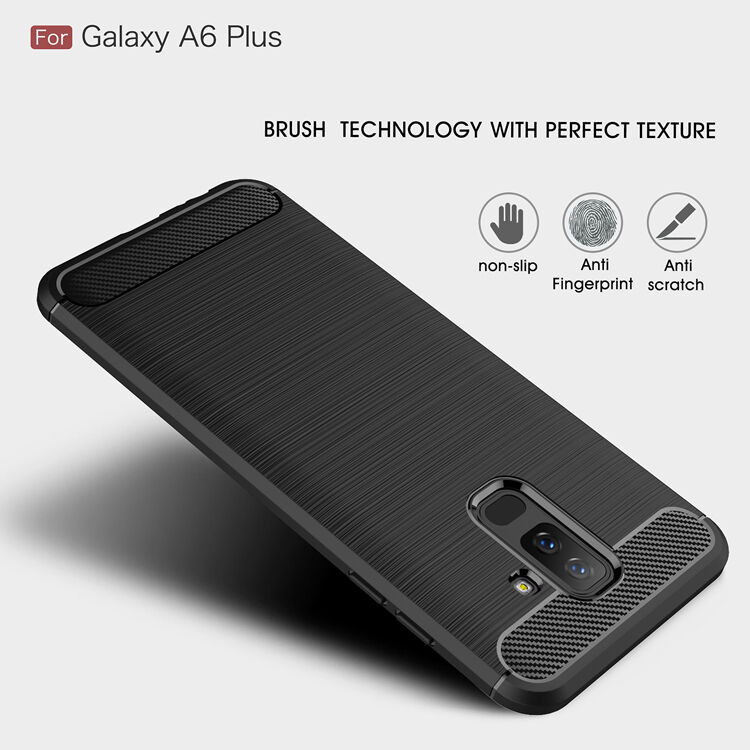 Plastový kryt s brúsenou textúrou pre Samsung Galaxy A6 Plus (2018) - sivý