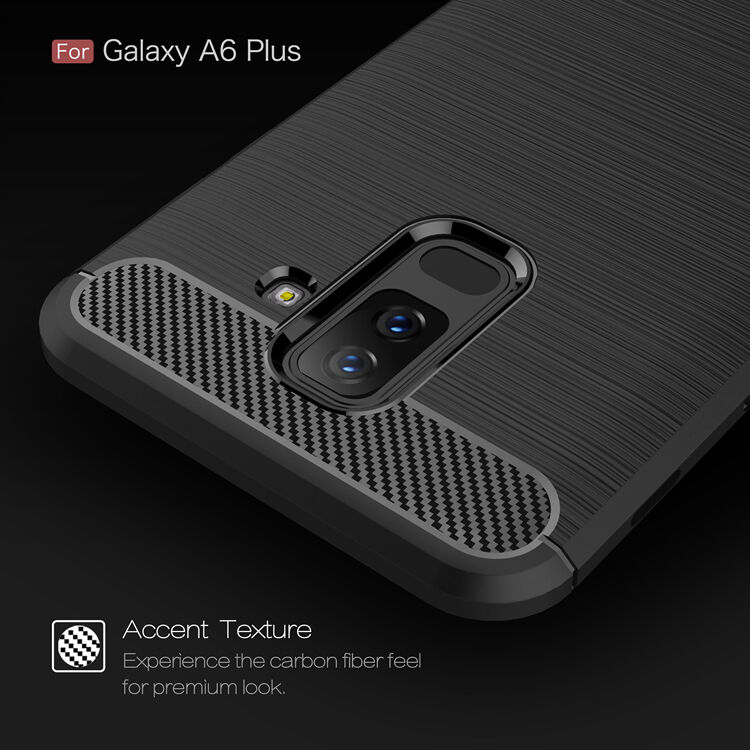 Plastový kryt s brúsenou textúrou pre Samsung Galaxy A6 Plus (2018) - čierny
