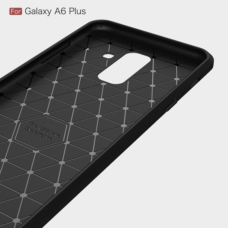 Plastový kryt s brúsenou textúrou pre Samsung Galaxy A6 Plus (2018) - čierny