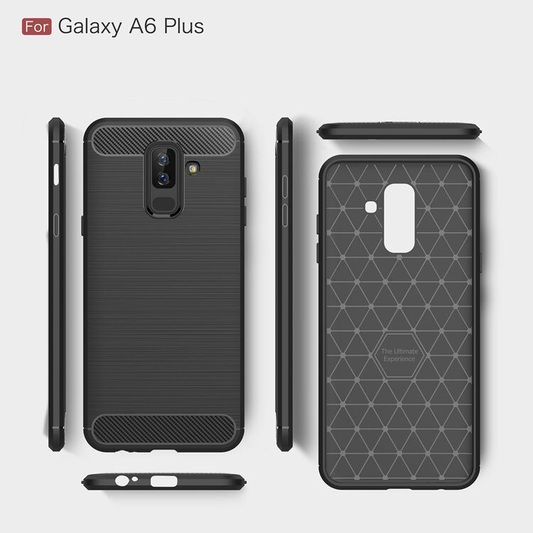 Plastový kryt s brúsenou textúrou pre Samsung Galaxy A6 Plus (2018) - čierny