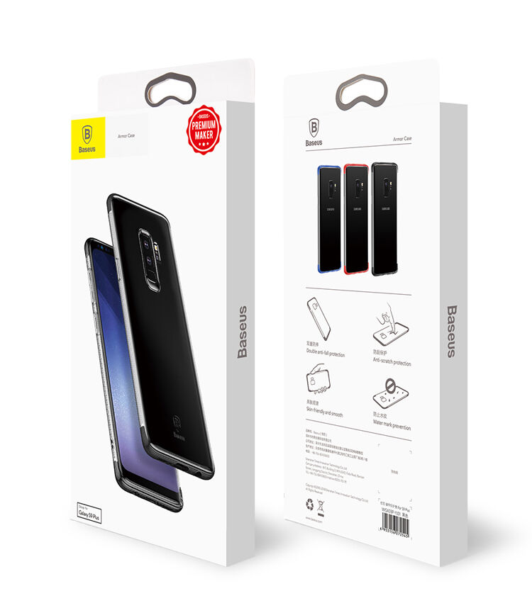 Baseus Armor plastový kryt číry pre Samsung Galaxy S9 Plus - čierny