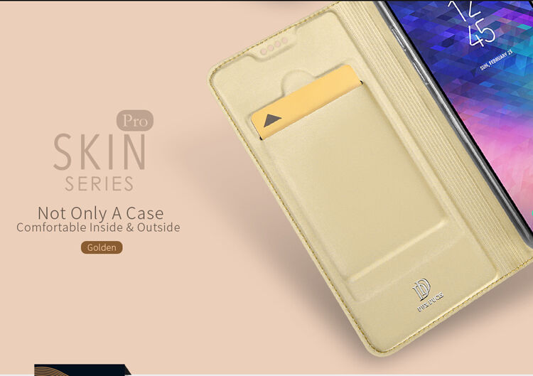 Dux Ducis Skin Pro flipové puzdro pre Samsung Galaxy A6 Plus (2018) - ružovo-zlaté