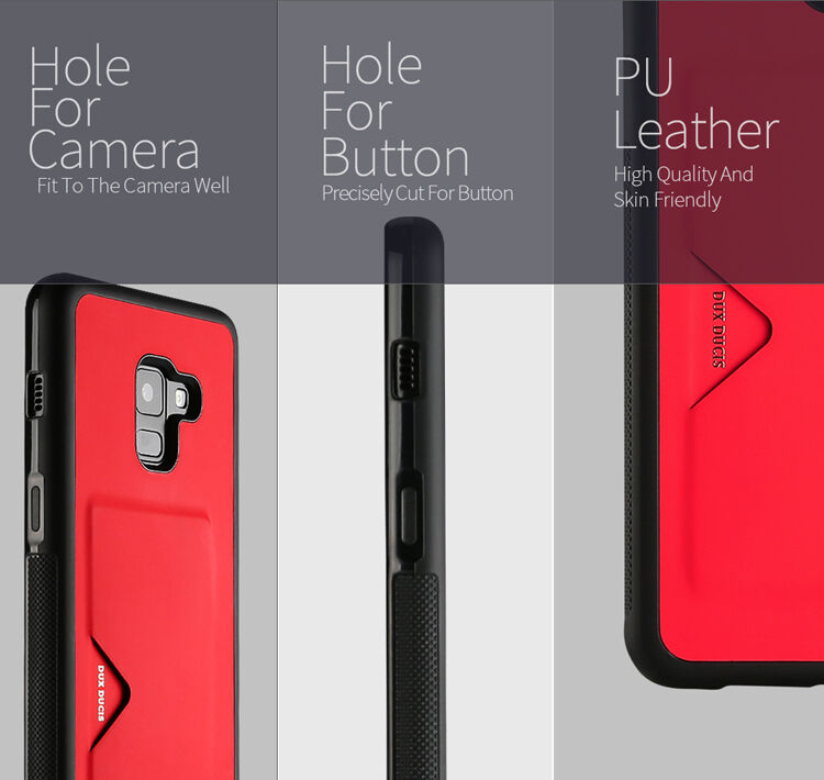 Dux Ducis Pocard kožený kryt pre Samsung Galaxy A8 Plus (2018) - červený