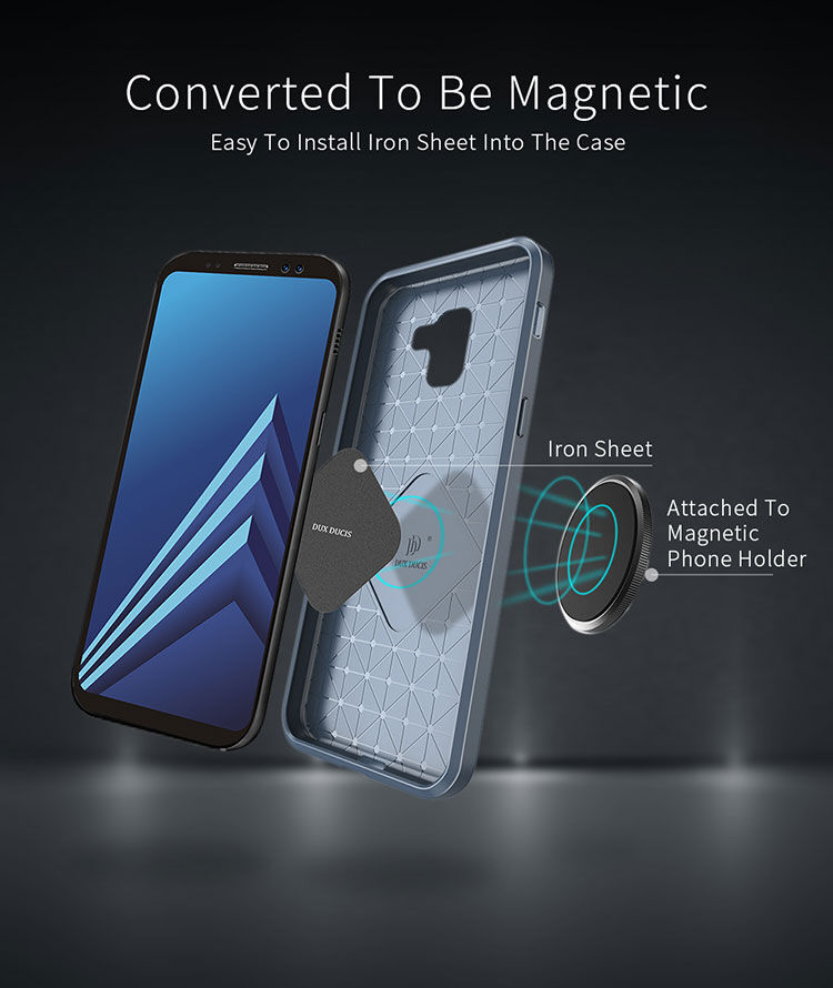 Dux Ducis S kryt s brúsenou textúrou pre Samsung Galaxy A8 (2018) - modrý